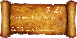 Piringer Lóránt névjegykártya